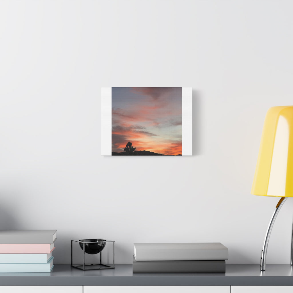 Joshua Tree Pink Sunset Print — Peach Sky Desert Silhouette Wall Art