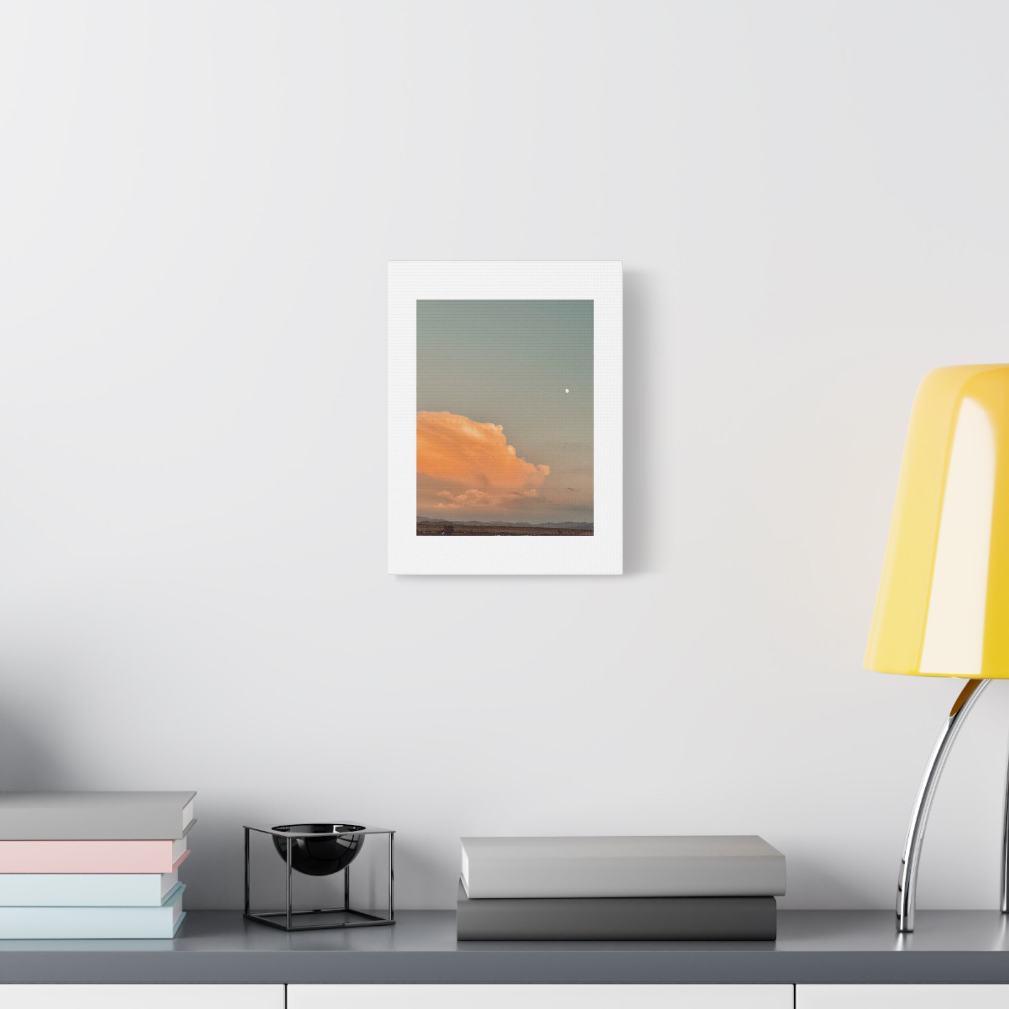 Desert Thunderhead Moonrise Print — Peach Cloud Mojave Sky Wall Art