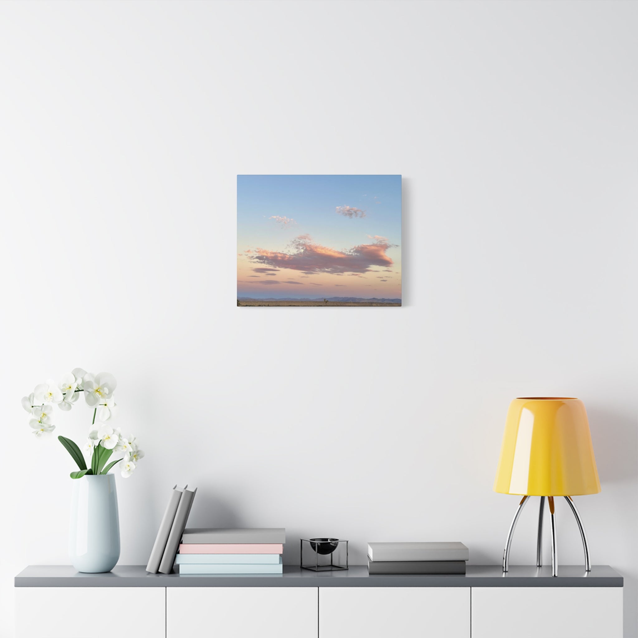 Mojave Moonrise Pastel Clouds Print — Wide Desert Landscape Wall Art