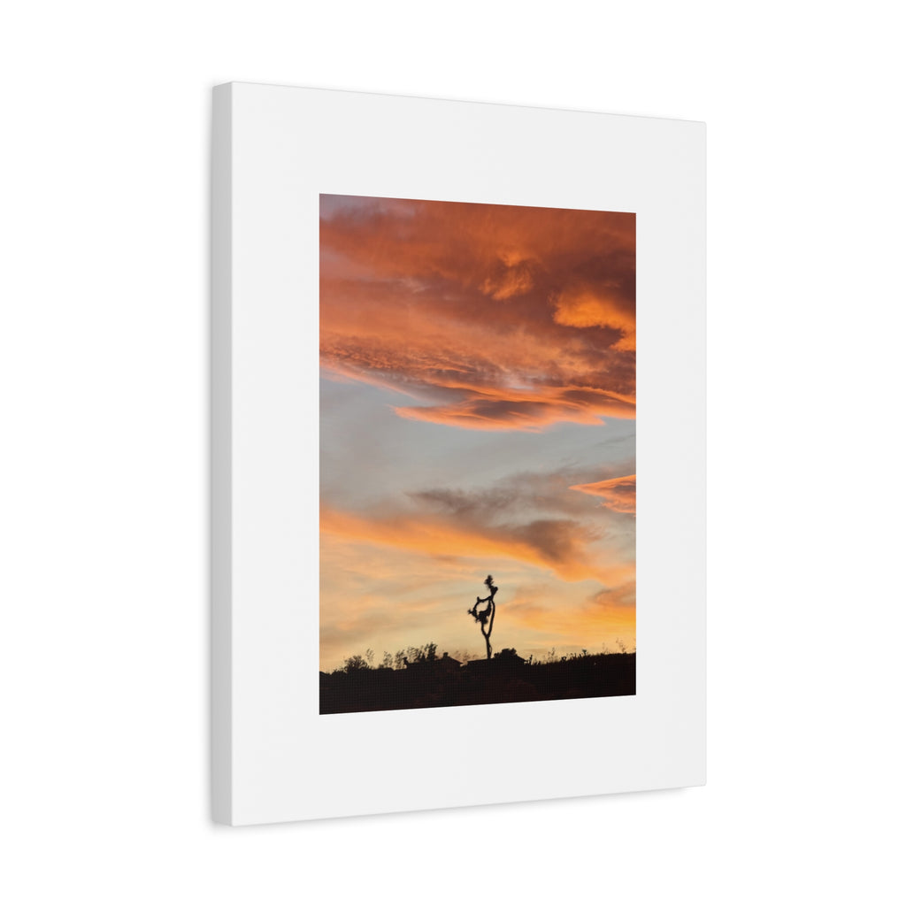 Lone Joshua Tree Sunset Print — Desert Silhouette Orange Sky Wall Art
