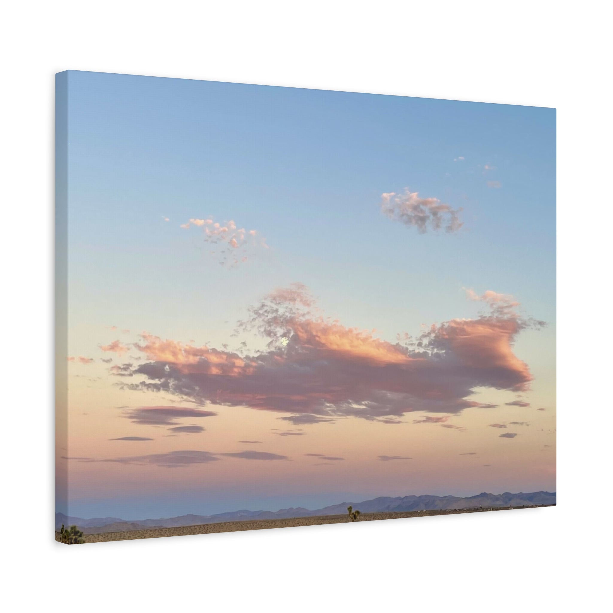 Mojave Moonrise Pastel Clouds Print — Wide Desert Landscape Wall Art