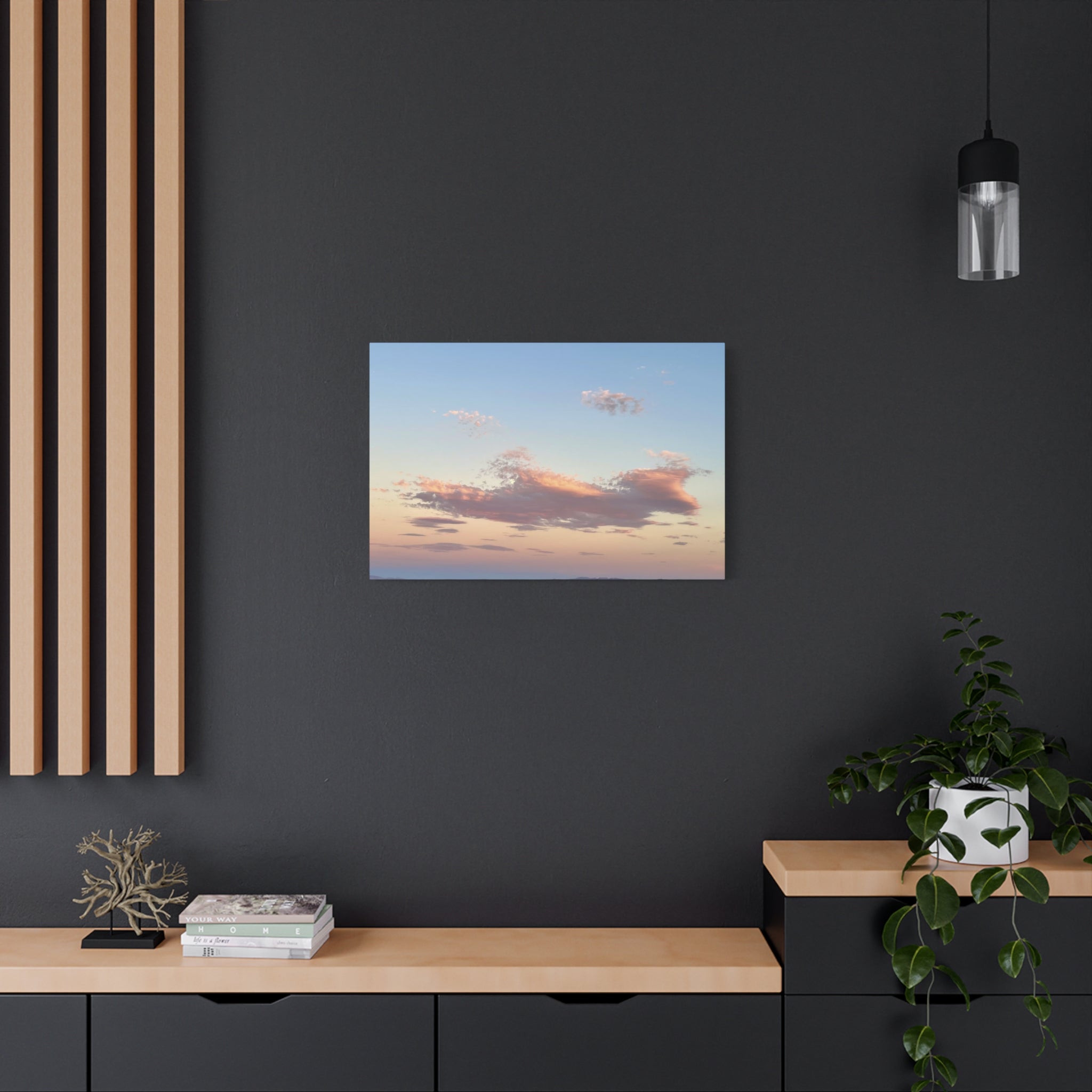 Mojave Moonrise Pastel Clouds Print — Wide Desert Landscape Wall Art