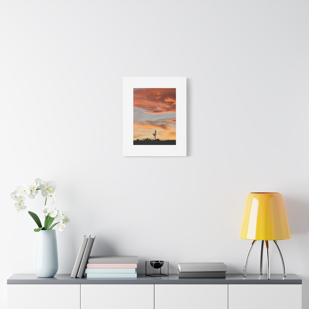 Lone Joshua Tree Sunset Print — Desert Silhouette Orange Sky Wall Art
