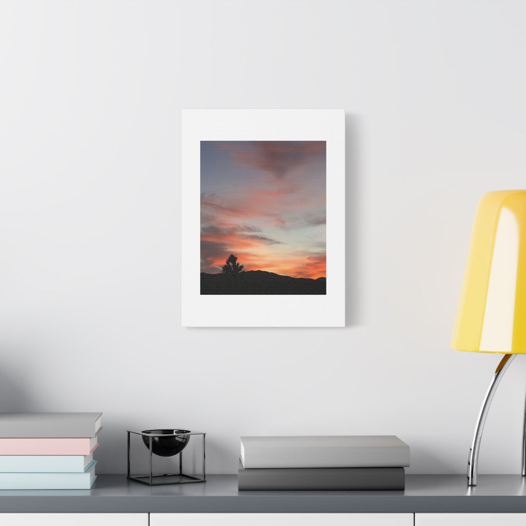 Joshua Tree Pink Sunset Print — Peach Sky Desert Silhouette Wall Art