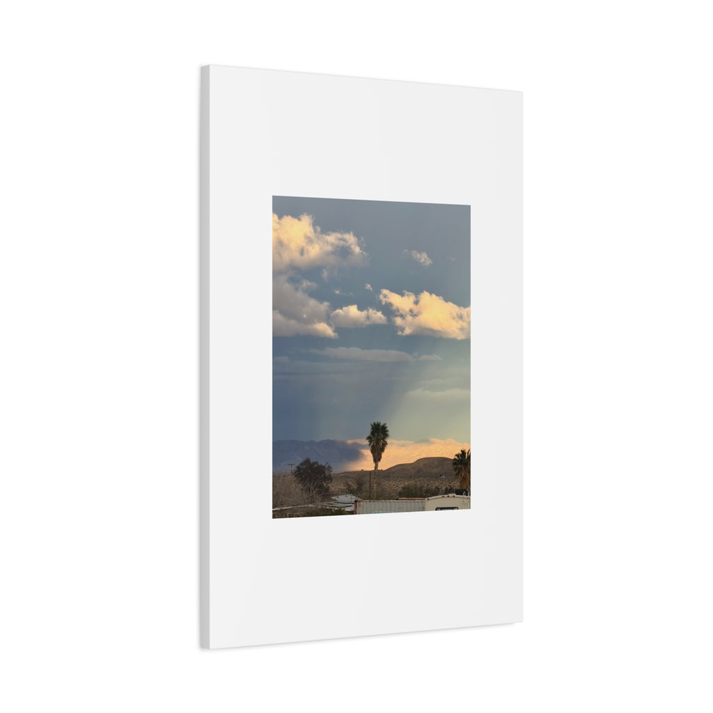 Desert Storm Light Print — Sunlit Mountains Rain Cloud Photography Wall Art