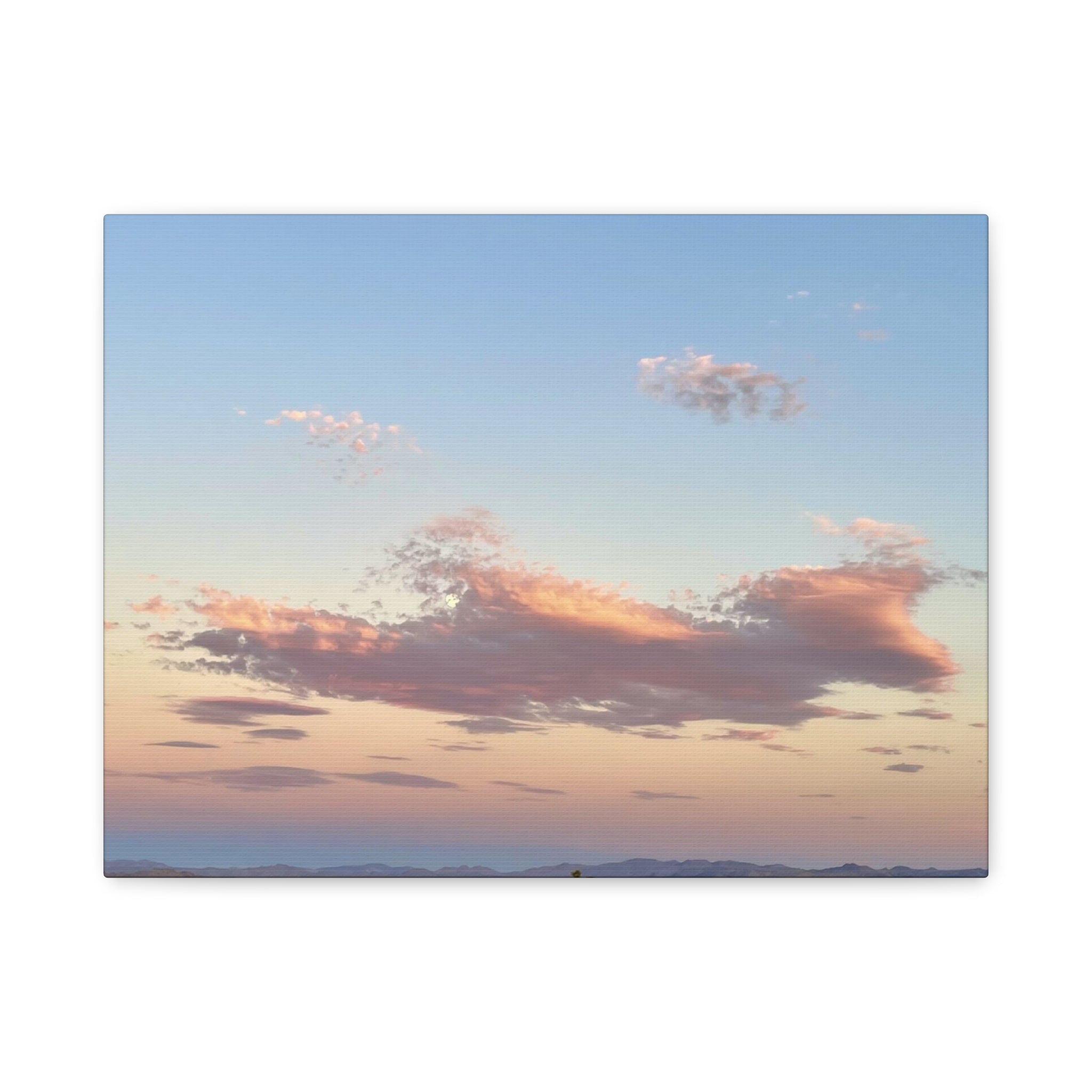 Mojave Moonrise Pastel Clouds Print — Wide Desert Landscape Wall Art
