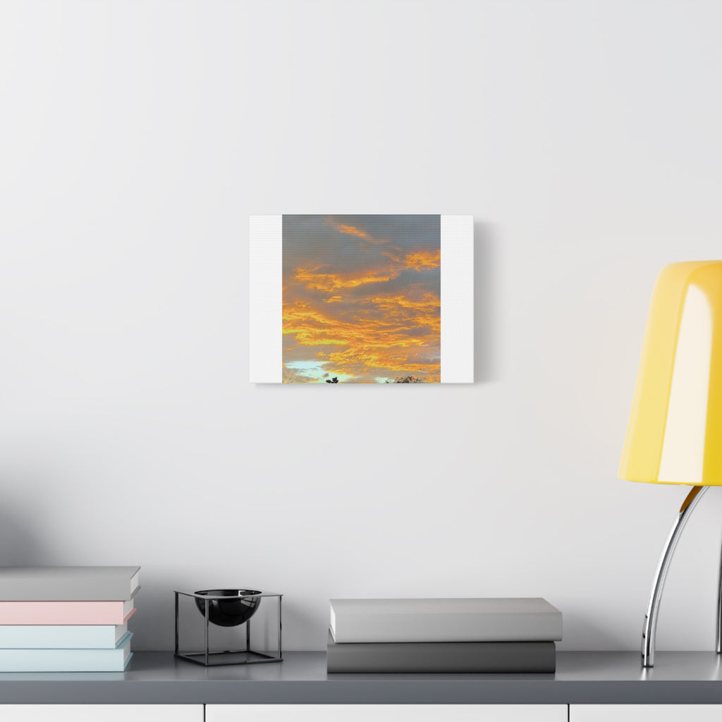 Joshua Tree Fire Sky Print — Golden Sunset Clouds Desert Silhouette Wall Art