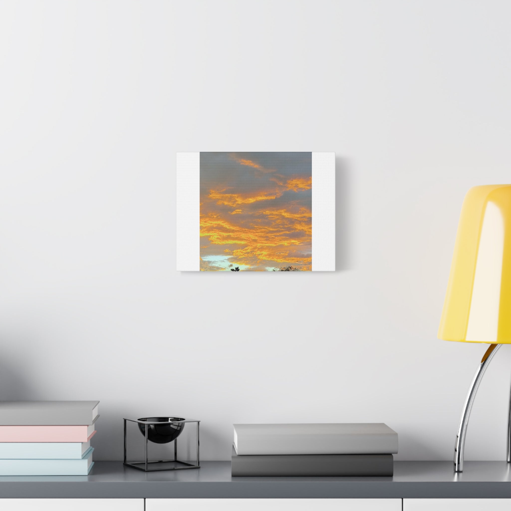 Joshua Tree Fire Sky Print — Golden Sunset Clouds Desert Silhouette Wall Art
