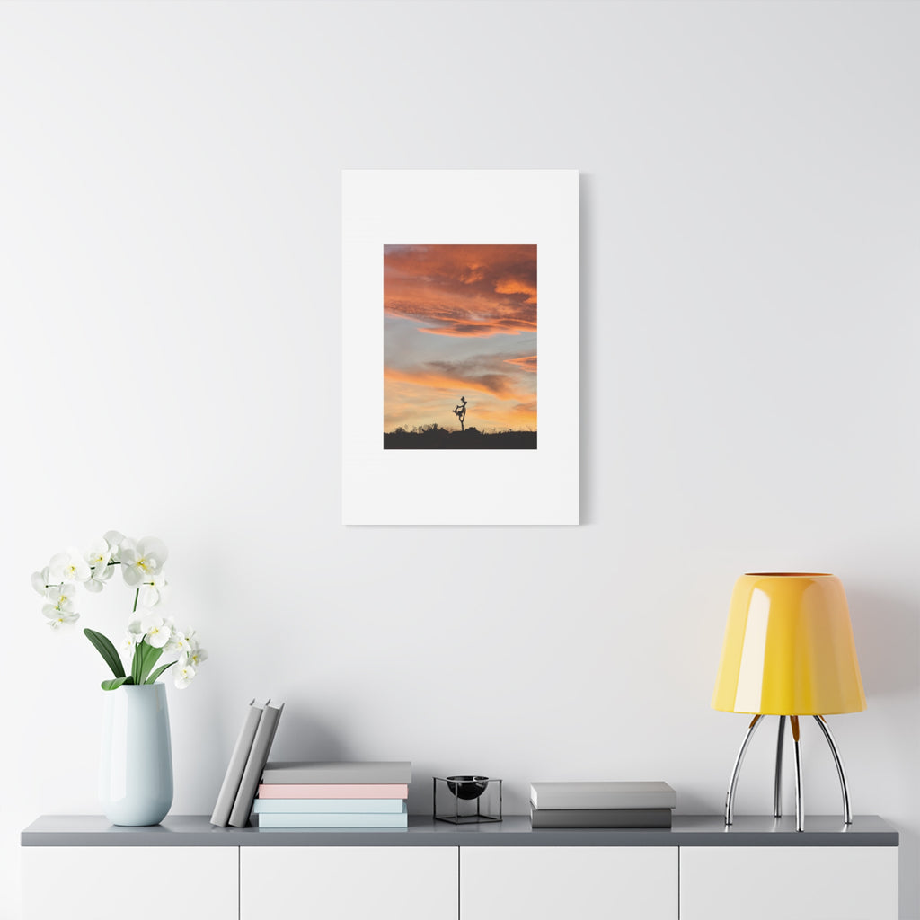 Lone Joshua Tree Sunset Print — Desert Silhouette Orange Sky Wall Art