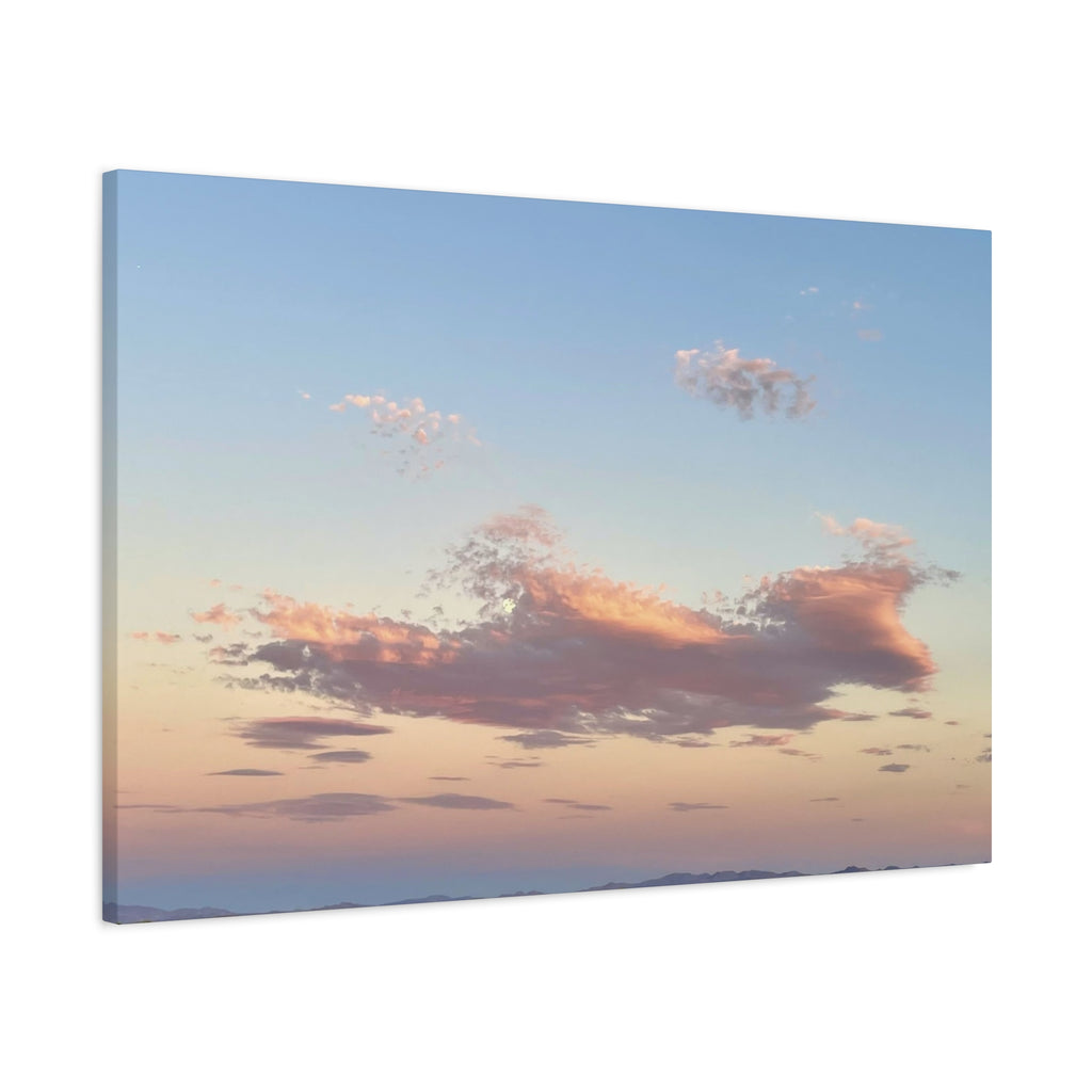 Mojave Moonrise Pastel Clouds Print — Wide Desert Landscape Wall Art