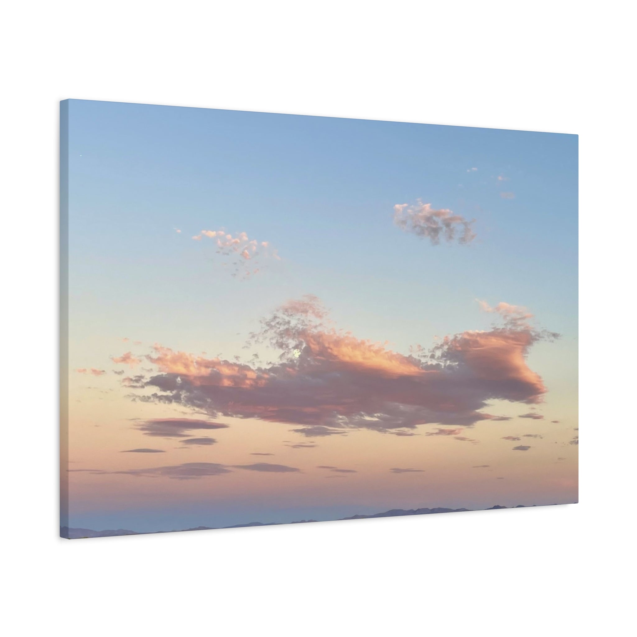 Mojave Moonrise Pastel Clouds Print — Wide Desert Landscape Wall Art
