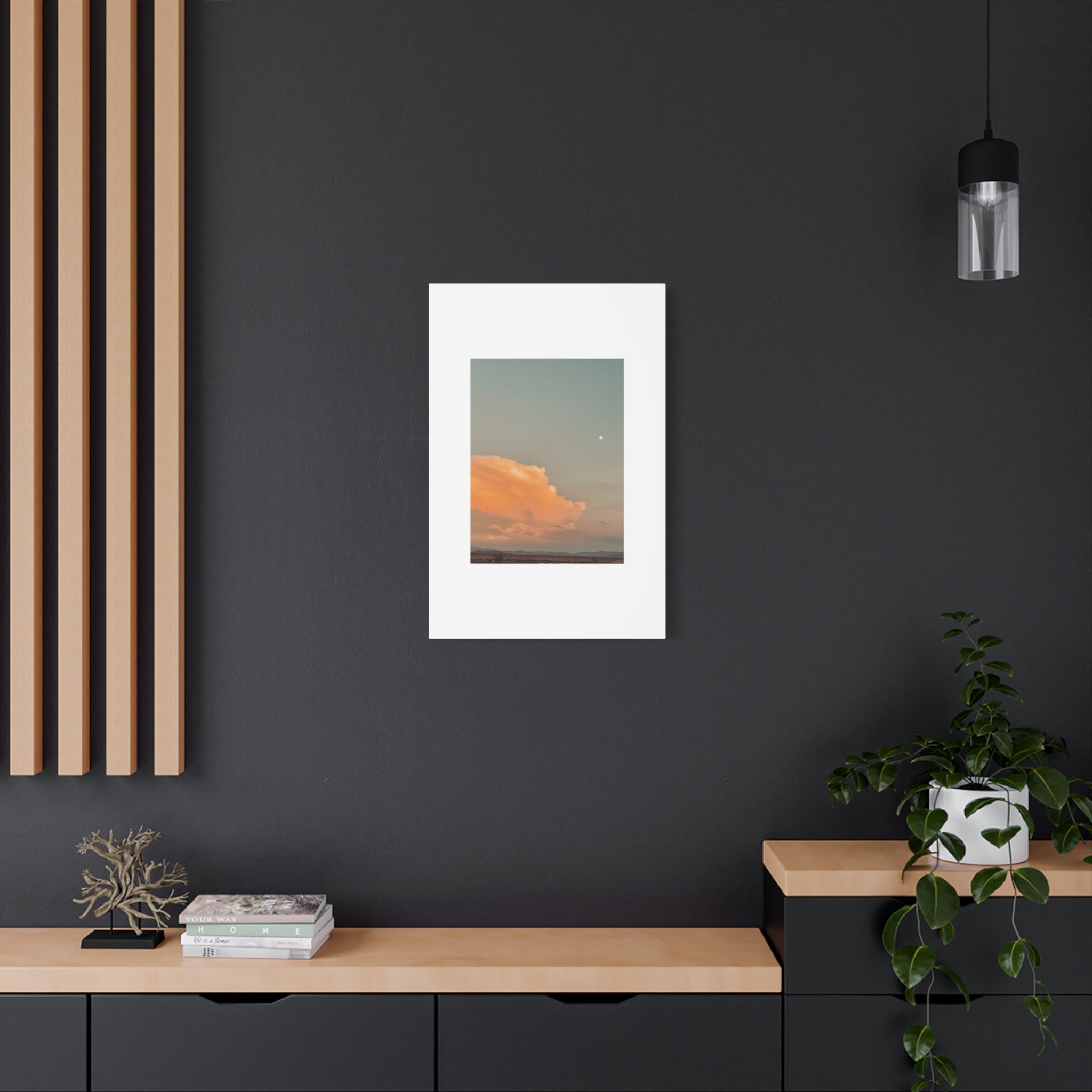 Desert Thunderhead Moonrise Print — Peach Cloud Mojave Sky Wall Art