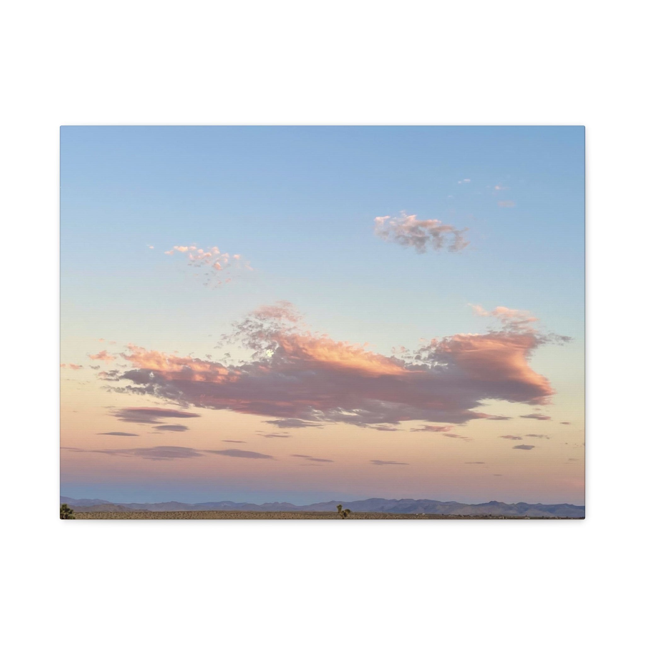 Mojave Moonrise Pastel Clouds Print — Wide Desert Landscape Wall Art