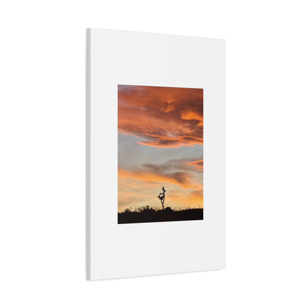 Lone Joshua Tree Sunset Print — Desert Silhouette Orange Sky Wall Art
