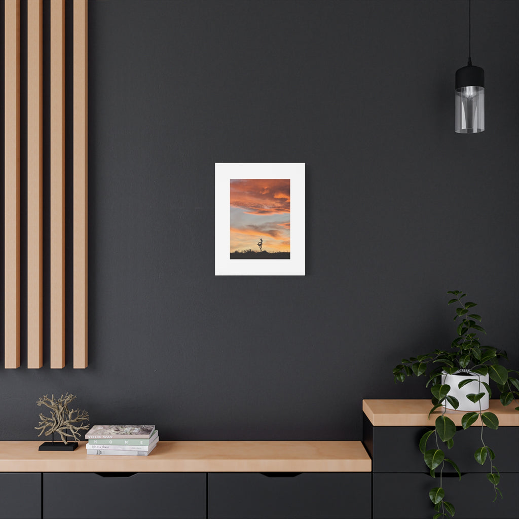 Lone Joshua Tree Sunset Print — Desert Silhouette Orange Sky Wall Art