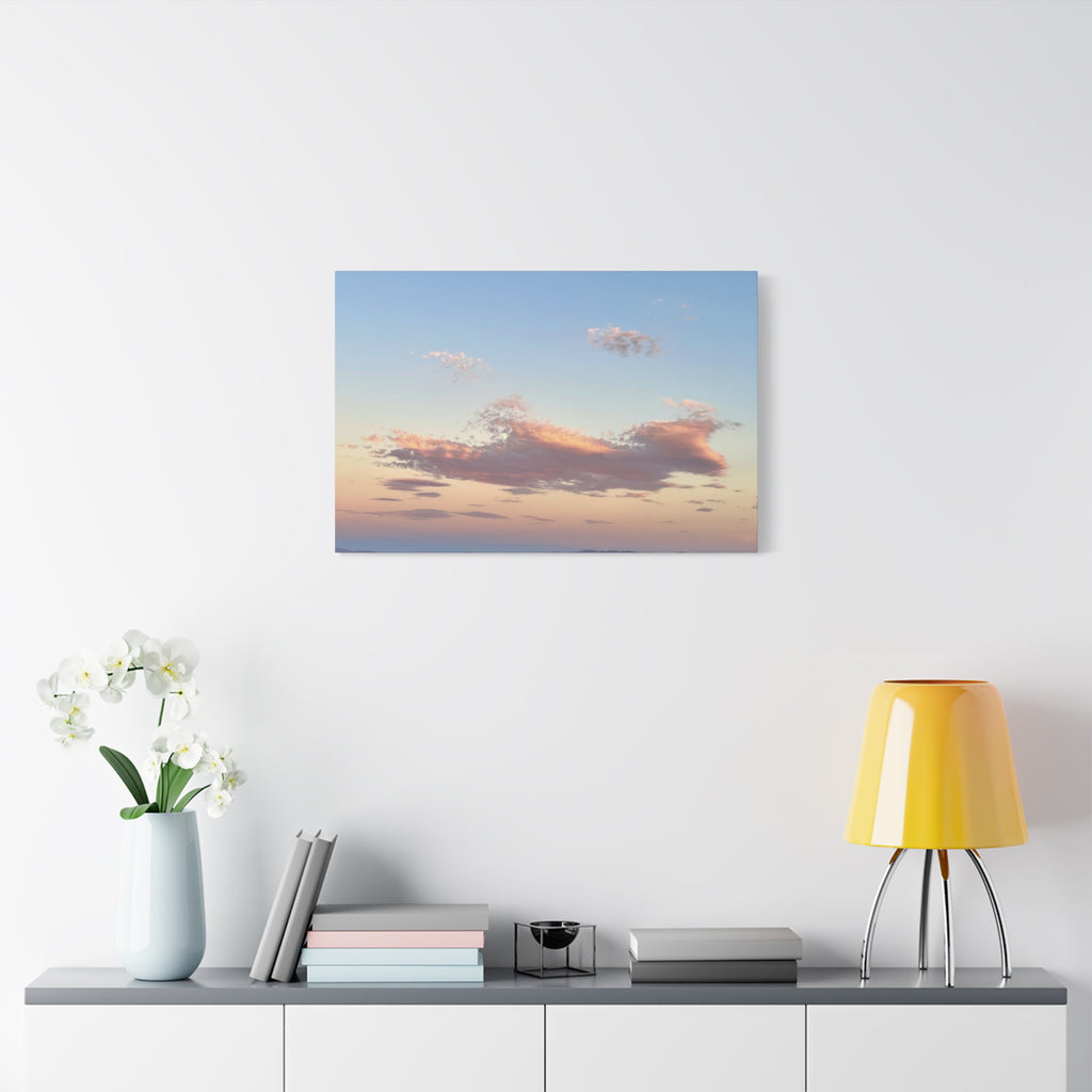 Mojave Moonrise Pastel Clouds Print — Wide Desert Landscape Wall Art