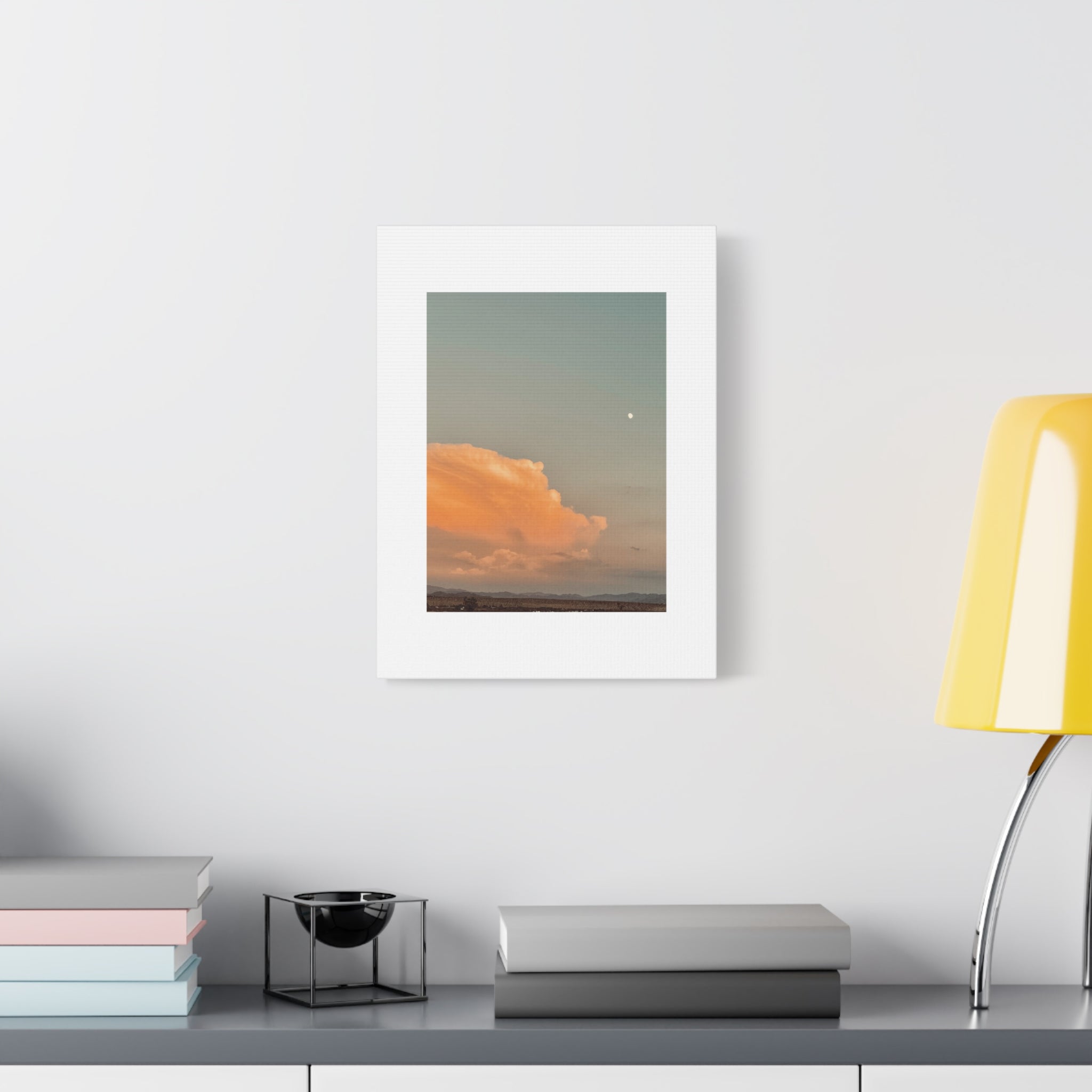 Desert Thunderhead Moonrise Print — Peach Cloud Mojave Sky Wall Art