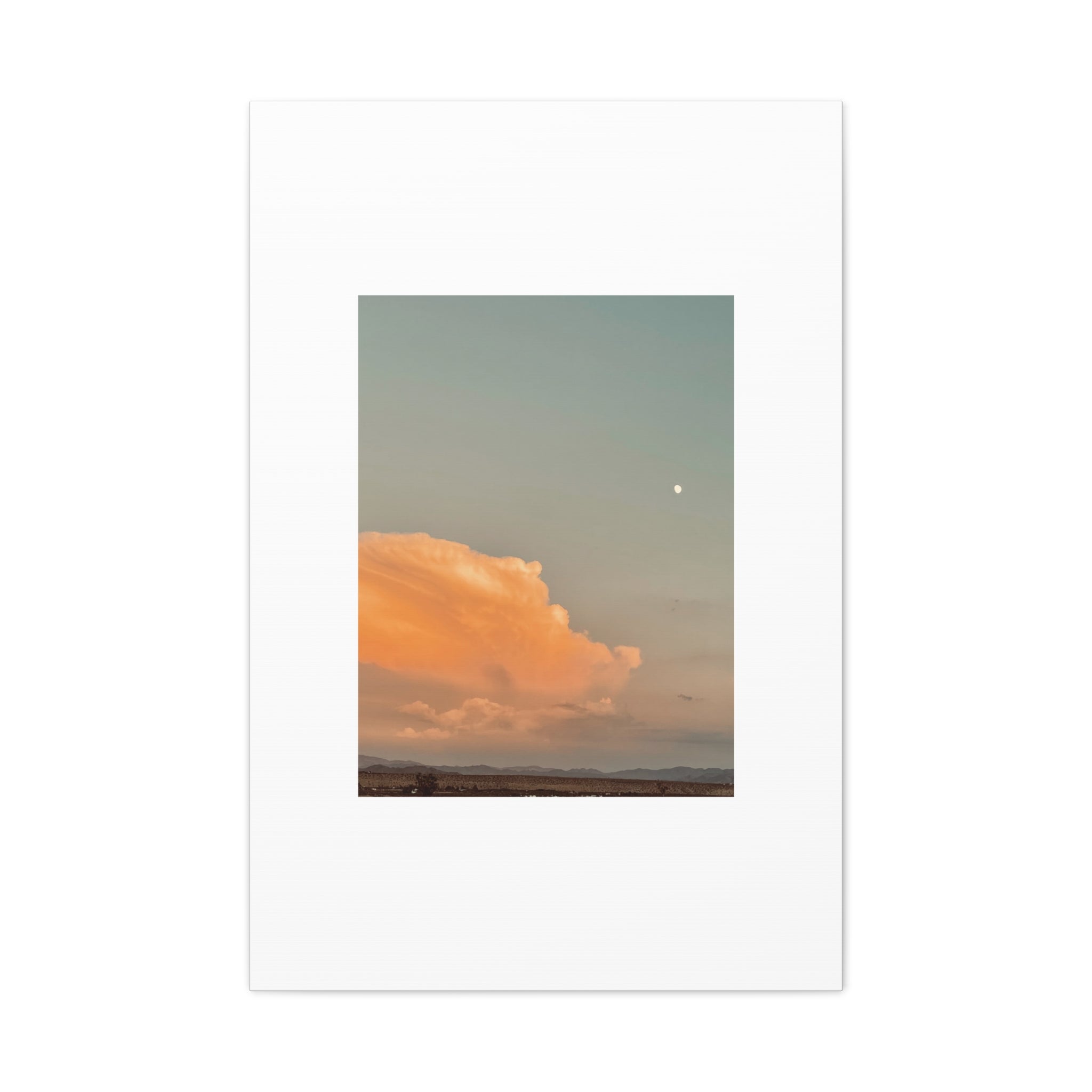 Desert Thunderhead Moonrise Print — Peach Cloud Mojave Sky Wall Art
