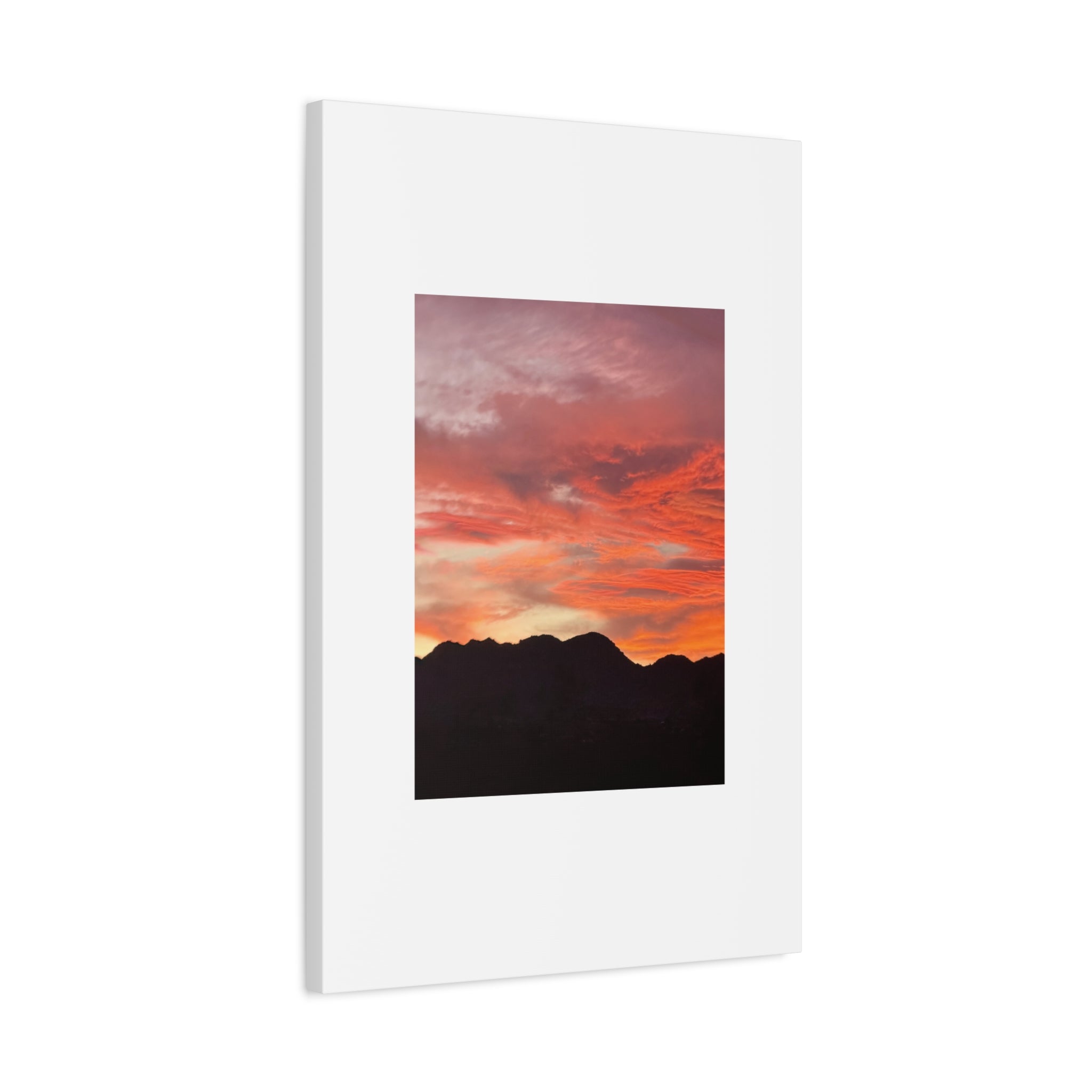 Mountain Ridgeline Sunset Print — Coral Sky Desert Landscape Wall Art