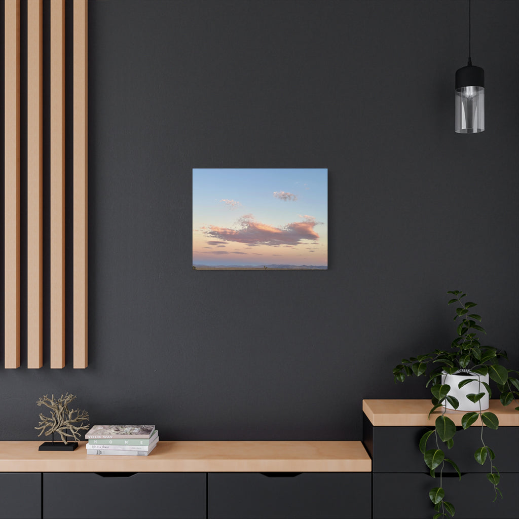 Mojave Moonrise Pastel Clouds Print — Wide Desert Landscape Wall Art