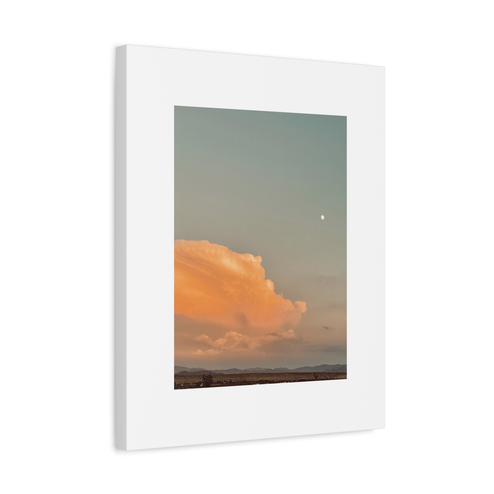 Desert Thunderhead Moonrise Print — Peach Cloud Mojave Sky Wall Art
