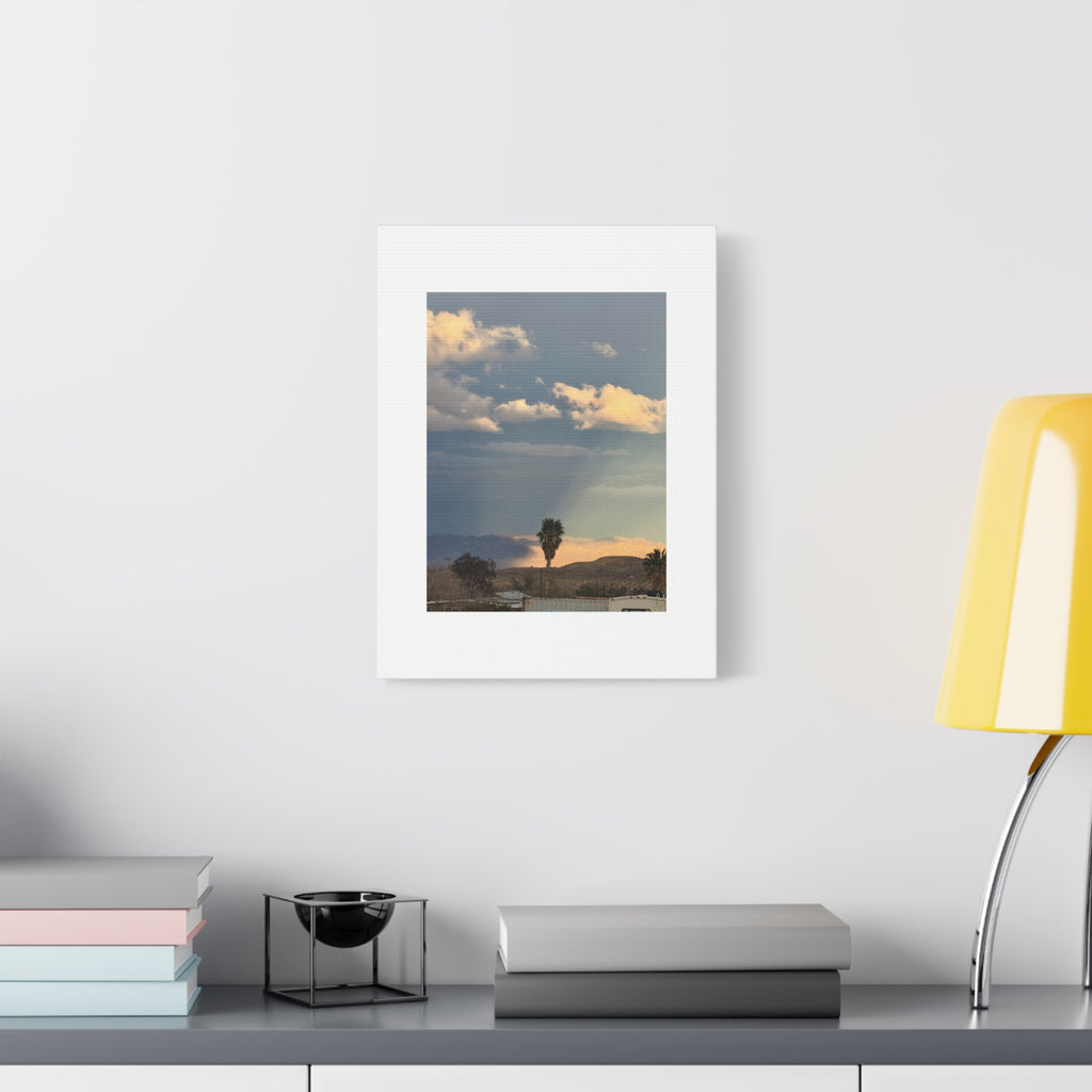 Desert Storm Light Print — Sunlit Mountains Rain Cloud Photography Wall Art