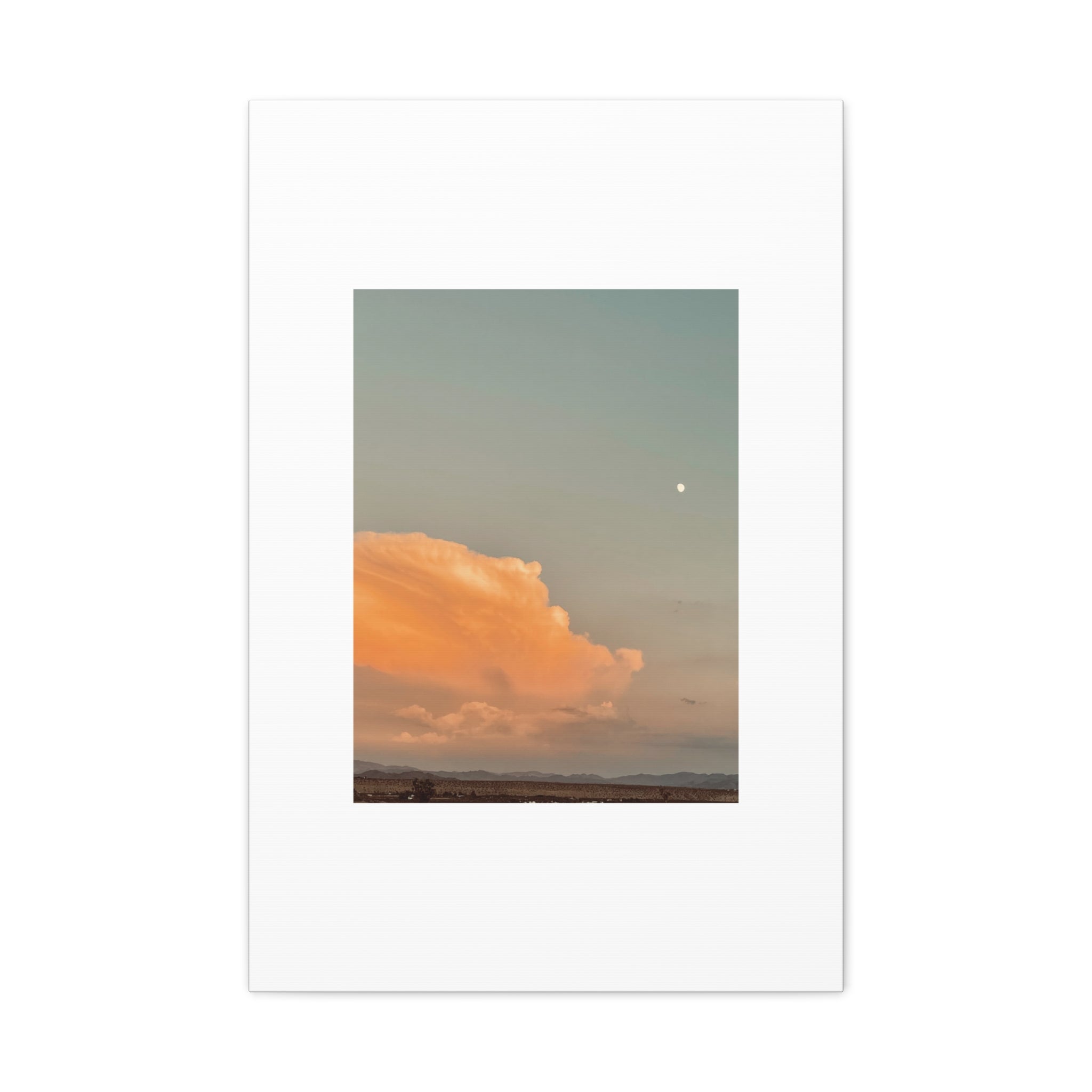 Desert Thunderhead Moonrise Print — Peach Cloud Mojave Sky Wall Art
