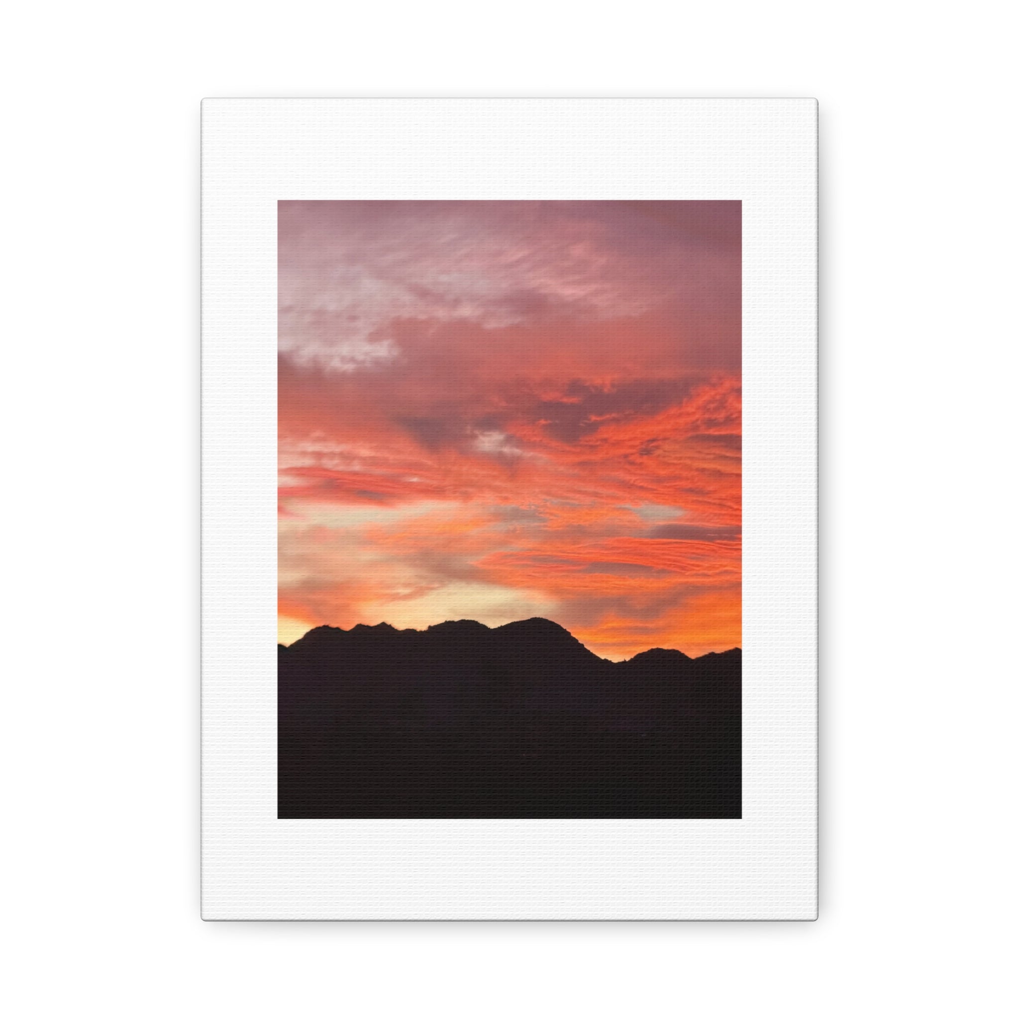 Mountain Ridgeline Sunset Print — Coral Sky Desert Landscape Wall Art