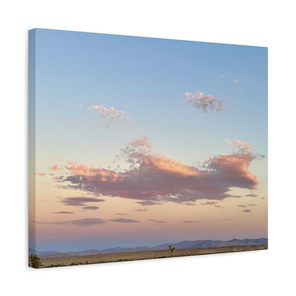 Mojave Moonrise Pastel Clouds Print — Wide Desert Landscape Wall Art