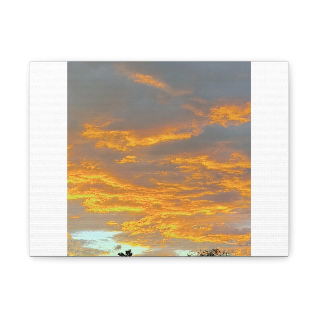 Joshua Tree Fire Sky Print — Golden Sunset Clouds Desert Silhouette Wall Art