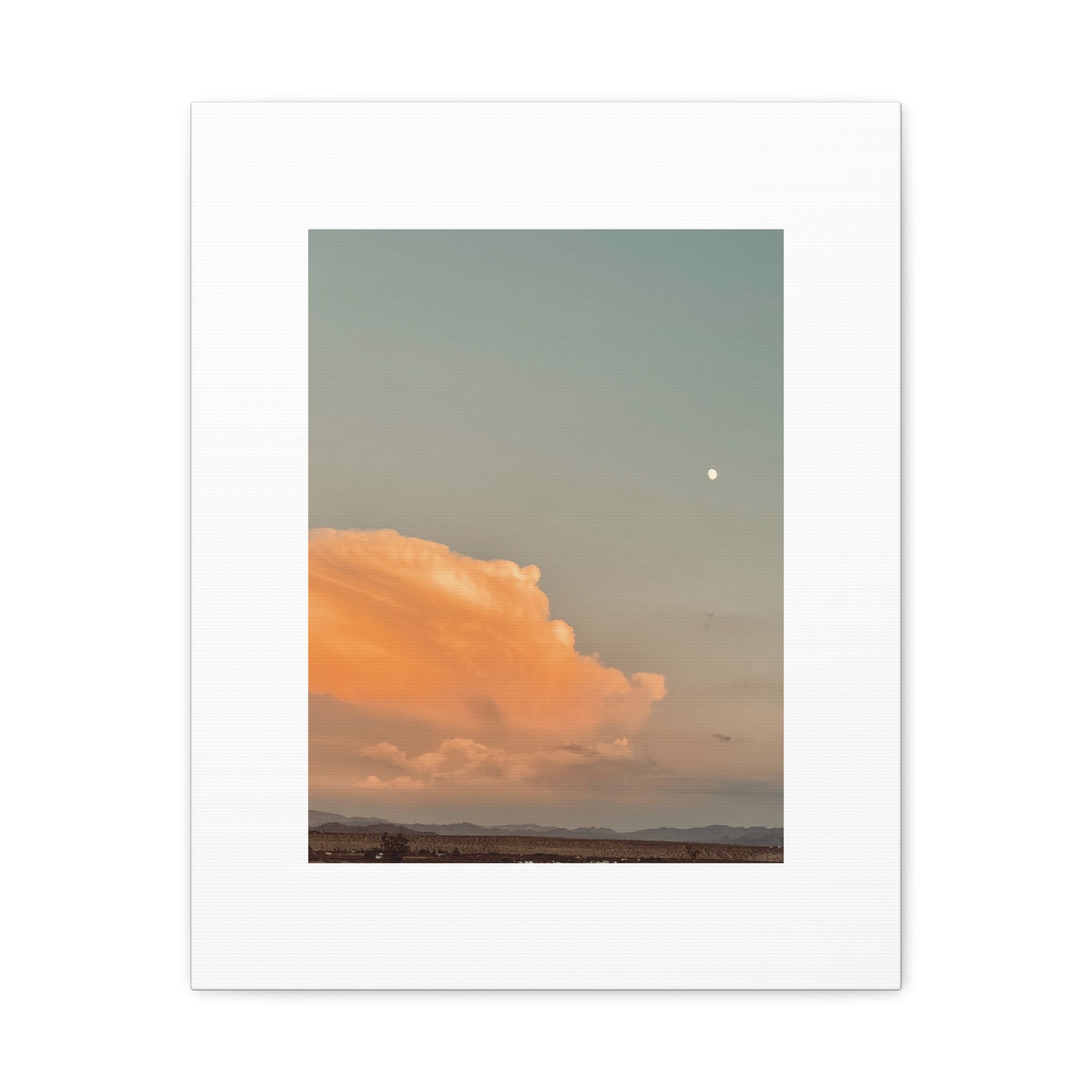 Desert Thunderhead Moonrise Print — Peach Cloud Mojave Sky Wall Art