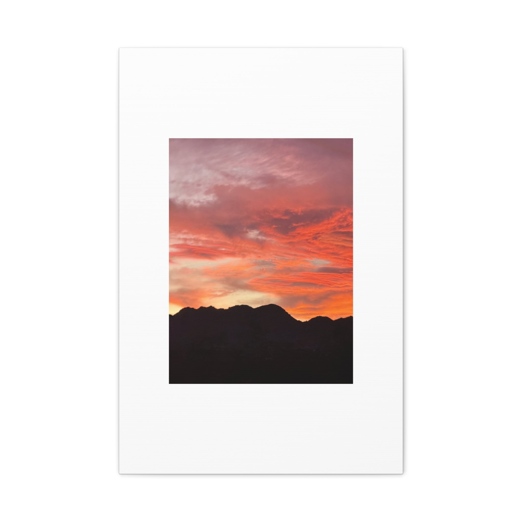 Mountain Ridgeline Sunset Print — Coral Sky Desert Landscape Wall Art