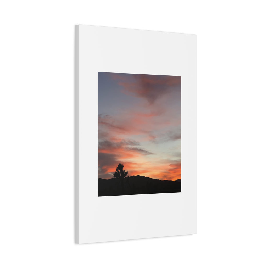 Joshua Tree Pink Sunset Print — Peach Sky Desert Silhouette Wall Art