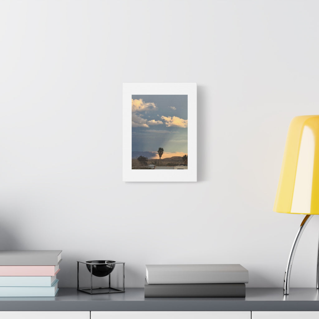 Desert Storm Light Print — Sunlit Mountains Rain Cloud Photography Wall Art