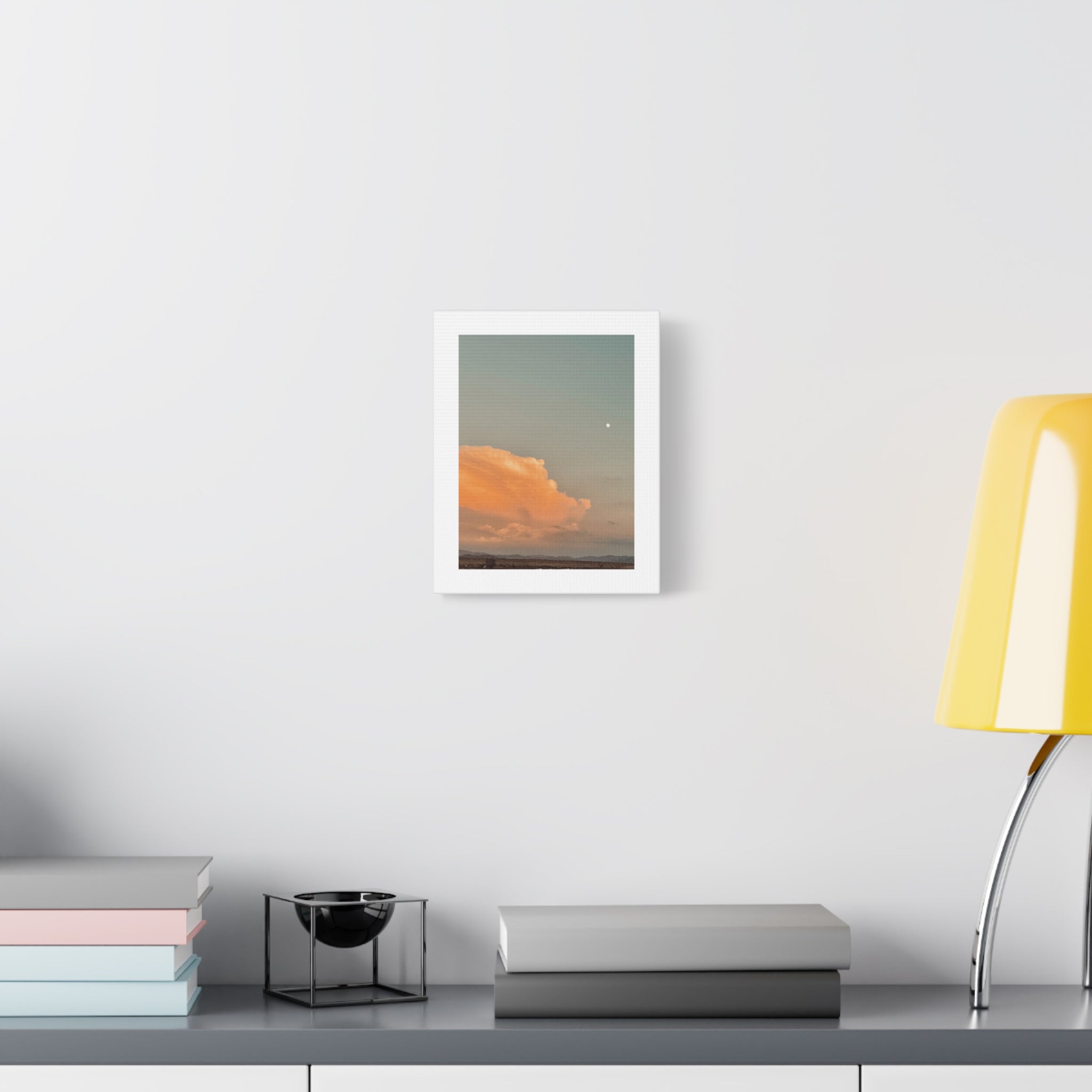 Desert Thunderhead Moonrise Print — Peach Cloud Mojave Sky Wall Art