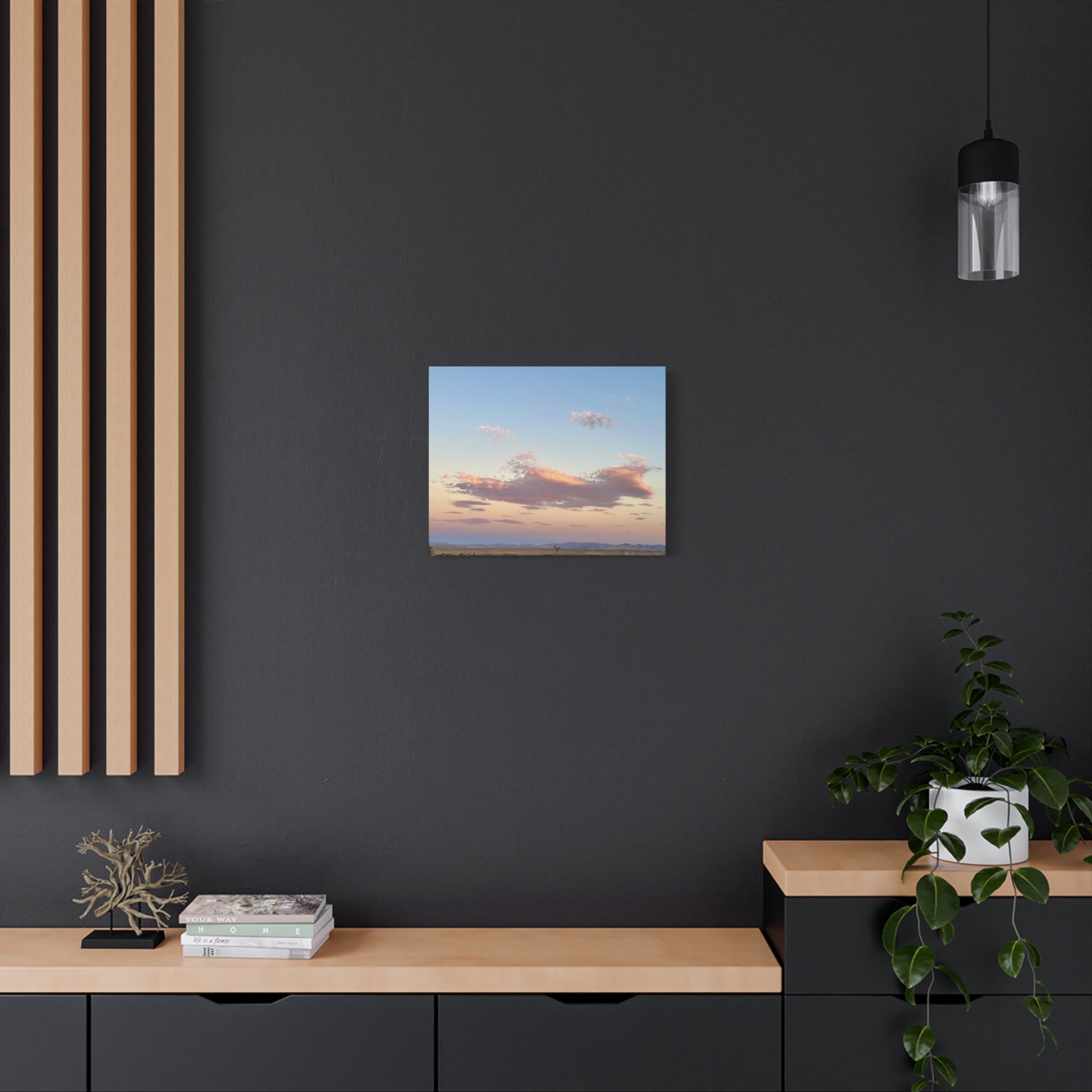 Mojave Moonrise Pastel Clouds Print — Wide Desert Landscape Wall Art