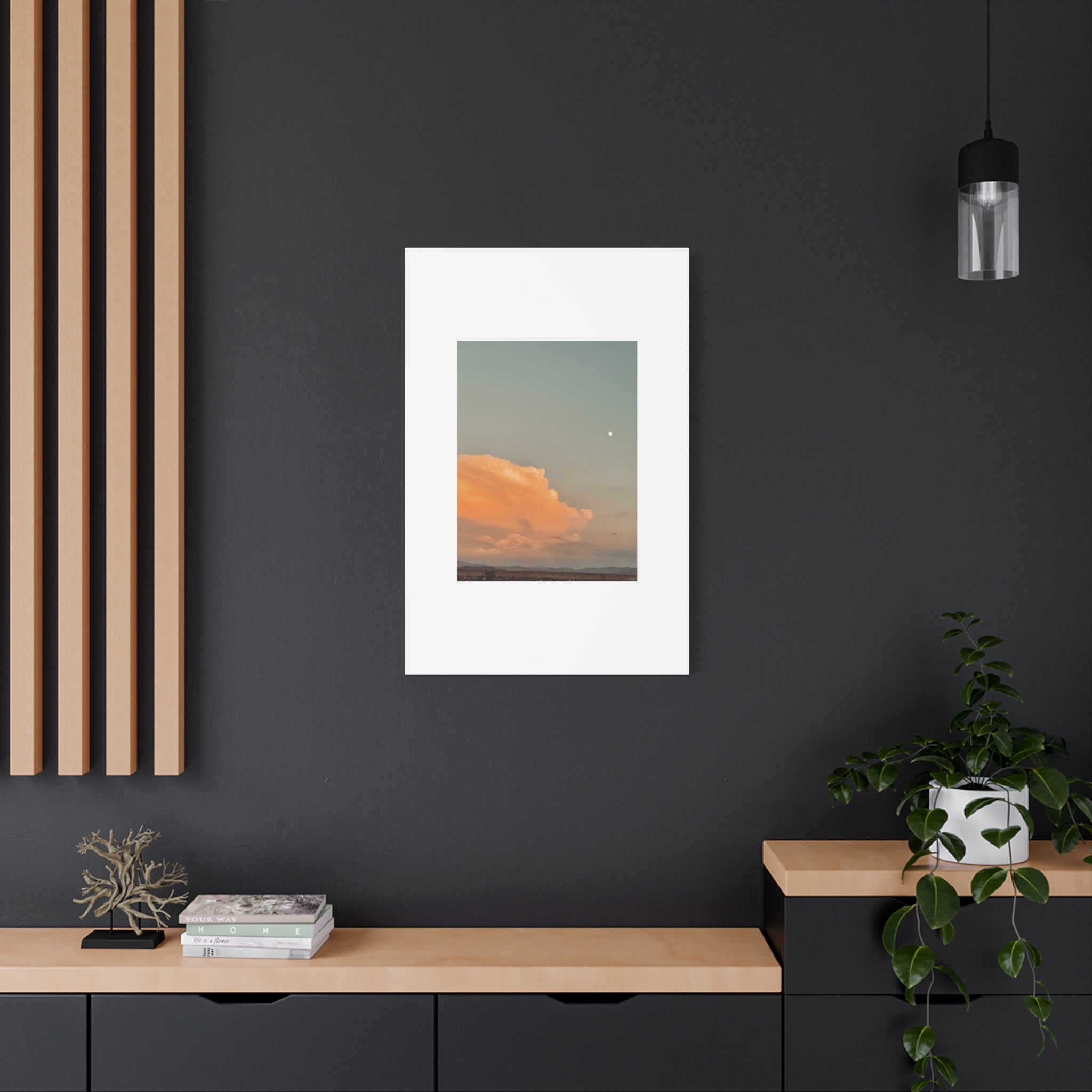 Desert Thunderhead Moonrise Print — Peach Cloud Mojave Sky Wall Art
