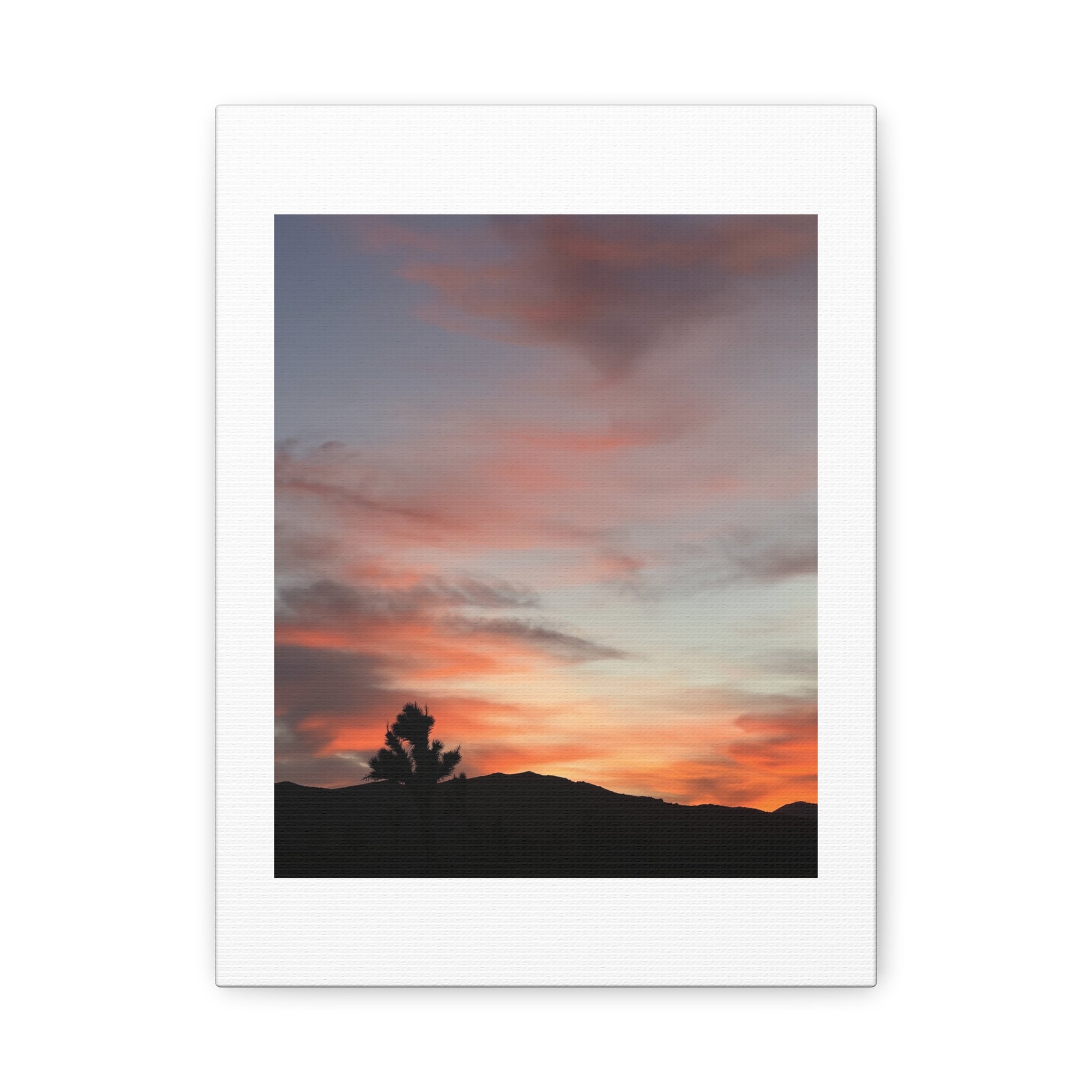Joshua Tree Pink Sunset Print — Peach Sky Desert Silhouette Wall Art