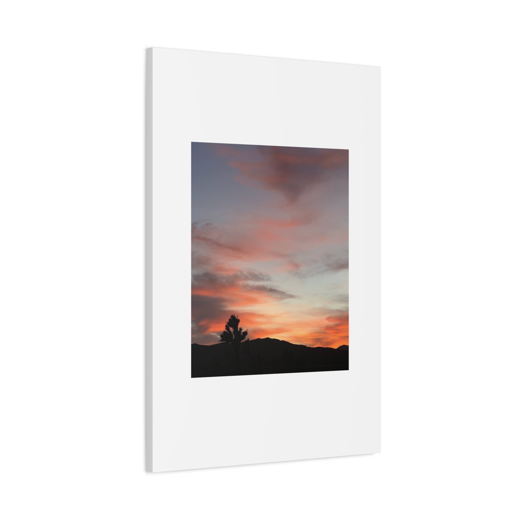 Joshua Tree Pink Sunset Print — Peach Sky Desert Silhouette Wall Art