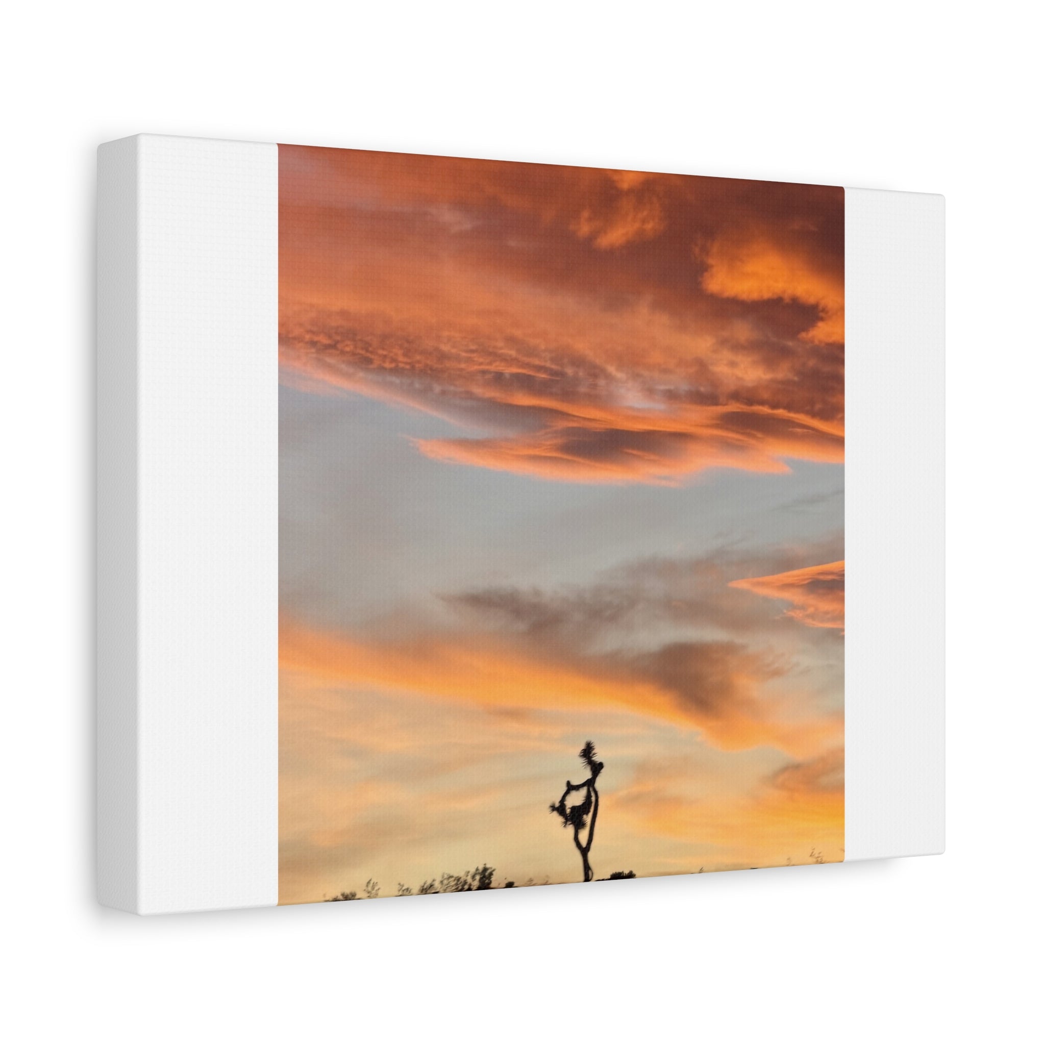Lone Joshua Tree Sunset Print — Desert Silhouette Orange Sky Wall Art