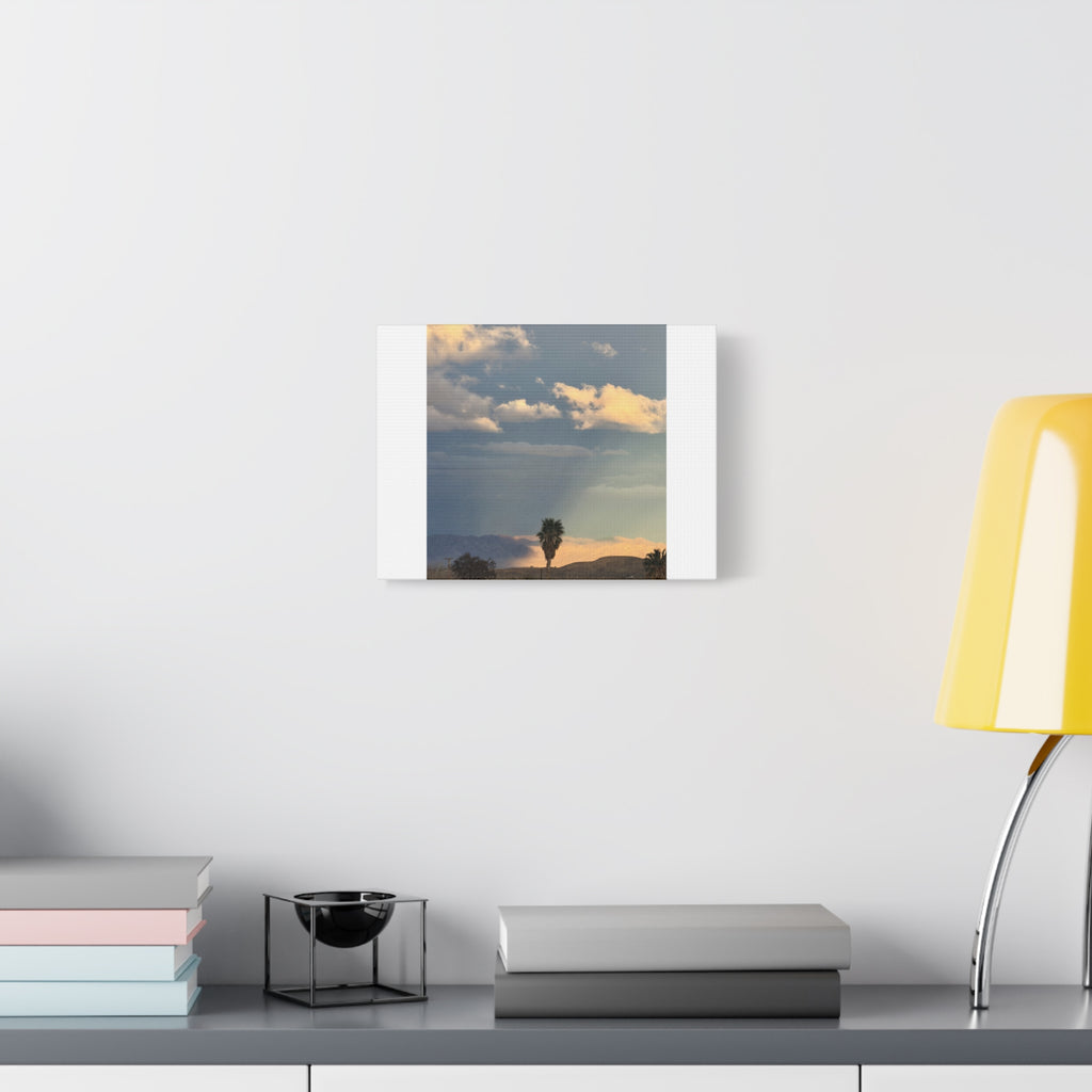 Desert Storm Light Print — Sunlit Mountains Rain Cloud Photography Wall Art