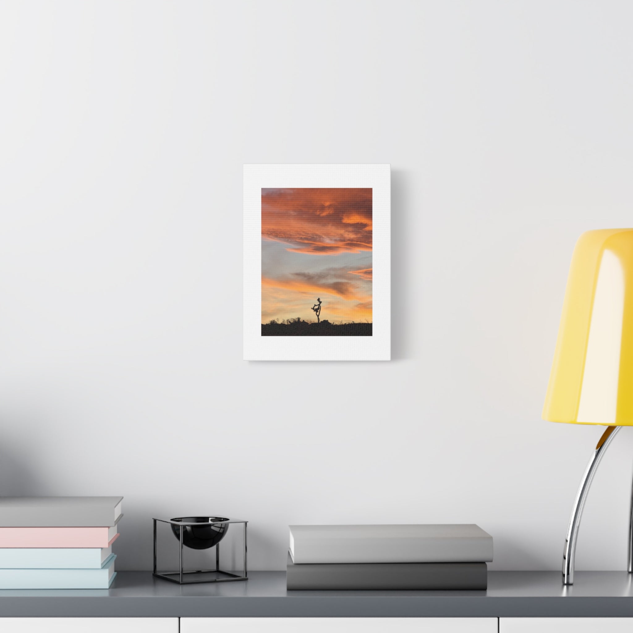 Lone Joshua Tree Sunset Print — Desert Silhouette Orange Sky Wall Art