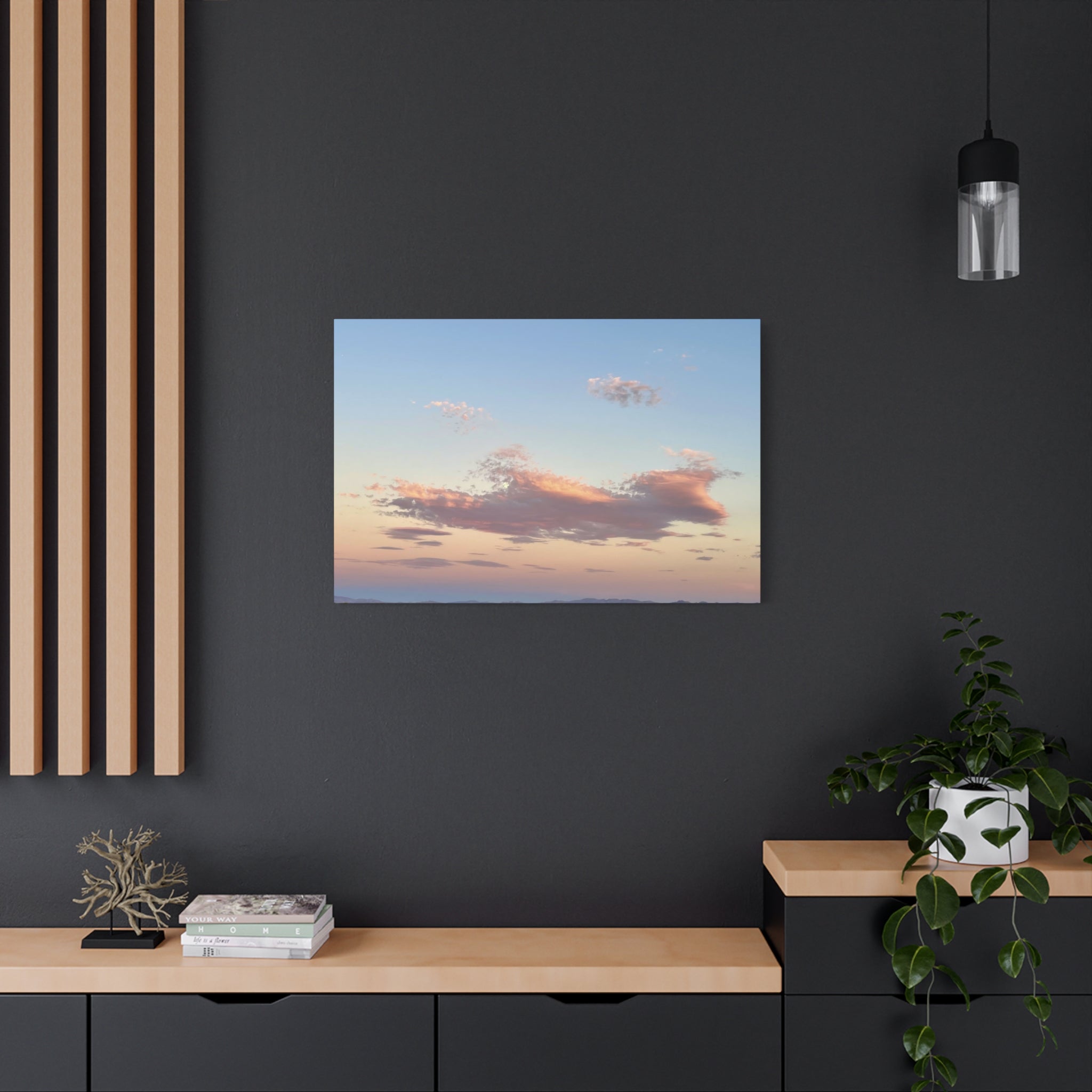 Mojave Moonrise Pastel Clouds Print — Wide Desert Landscape Wall Art