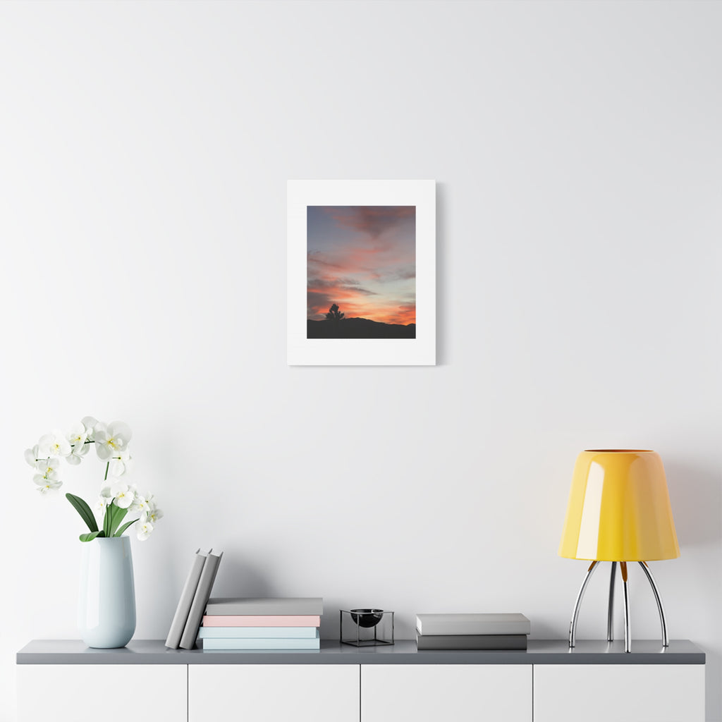 Joshua Tree Pink Sunset Print — Peach Sky Desert Silhouette Wall Art