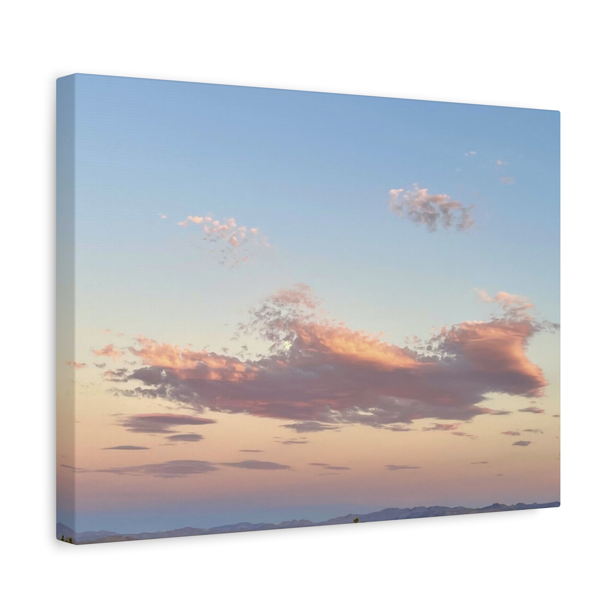 Mojave Moonrise Pastel Clouds Print — Wide Desert Landscape Wall Art