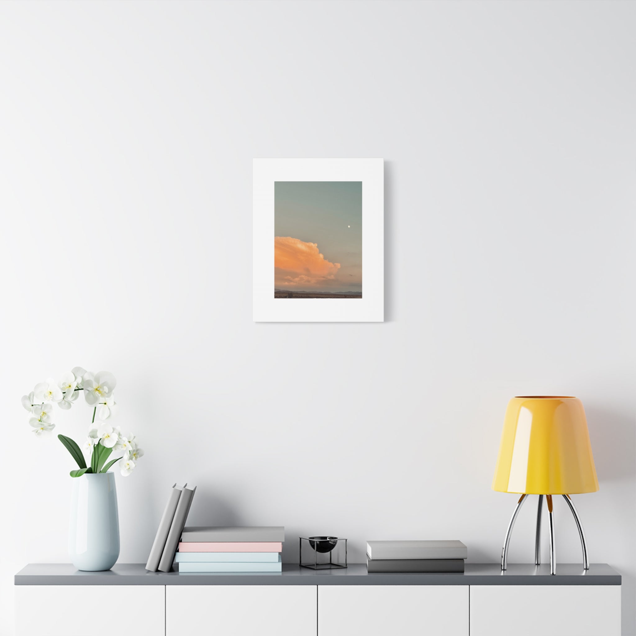 Desert Thunderhead Moonrise Print — Peach Cloud Mojave Sky Wall Art