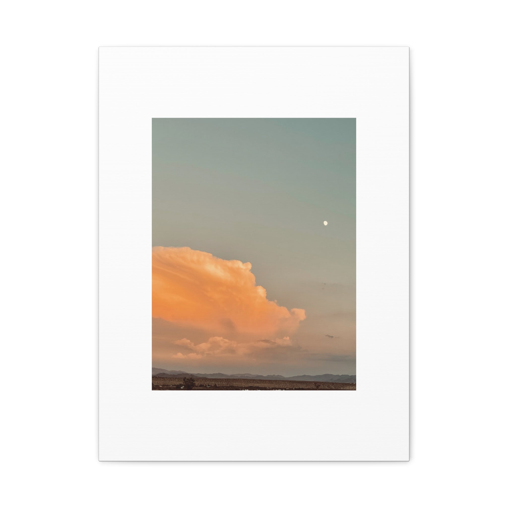 Desert Thunderhead Moonrise Print — Peach Cloud Mojave Sky Wall Art