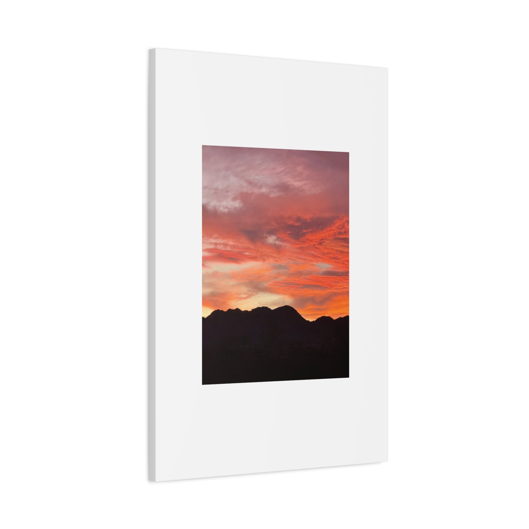 Mountain Ridgeline Sunset Print — Coral Sky Desert Landscape Wall Art