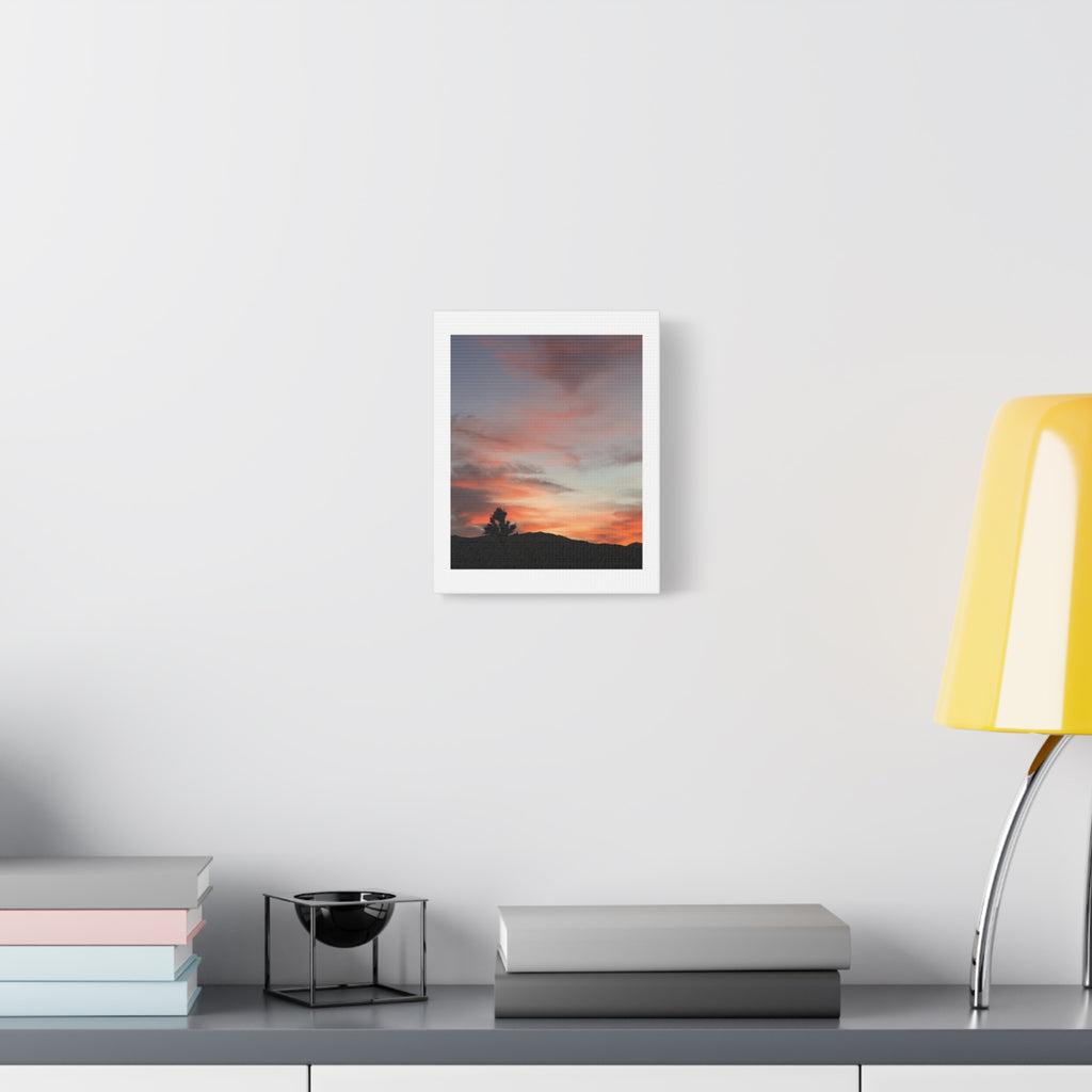 Joshua Tree Pink Sunset Print — Peach Sky Desert Silhouette Wall Art